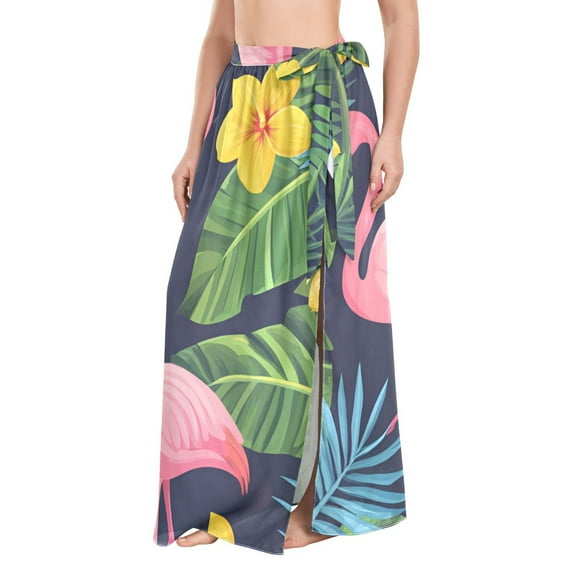 FORMRS Womens Beach Sarong Semi-Sheer Bikini Wrap Skirt Swimsuit Cover-ups, Flamingo Pattern