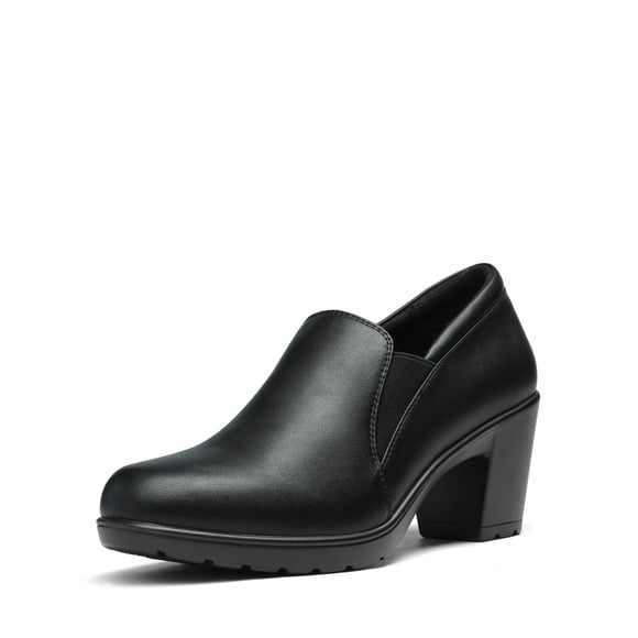Zapatos DREAM PAIRS con tacones bajos gruesos y diseño slip-on en negro talla 9W