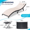 thumbnail image 6 of Homall 3 Pieces Patio Chaise Lounge Chair Sets Outdoor Beach Pool PE Rattan Reclining Chair with Folding Table and Cushion, Beige, 6 of 7
