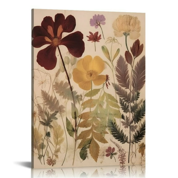 COMIO Fall Wall Art, Rustic Botanical Flower Leaves Wall Art, Autumn Fall Floral leaf Print Framed Canvas Painting Artwork For Home Farmhouse Kitchen Bedroom Living Room Girls Room Decor(12x16 Inch)