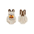 thumbnail image 2 of RUINIXCW Newborn Baby Girl Boy My First Thanksgiving Outfit Infant Baby Girl Boy Romper Overall Fall Clothes Sleeveless Turkey Croissant Embroidery Jumpsuit Overalls, 2 of 9