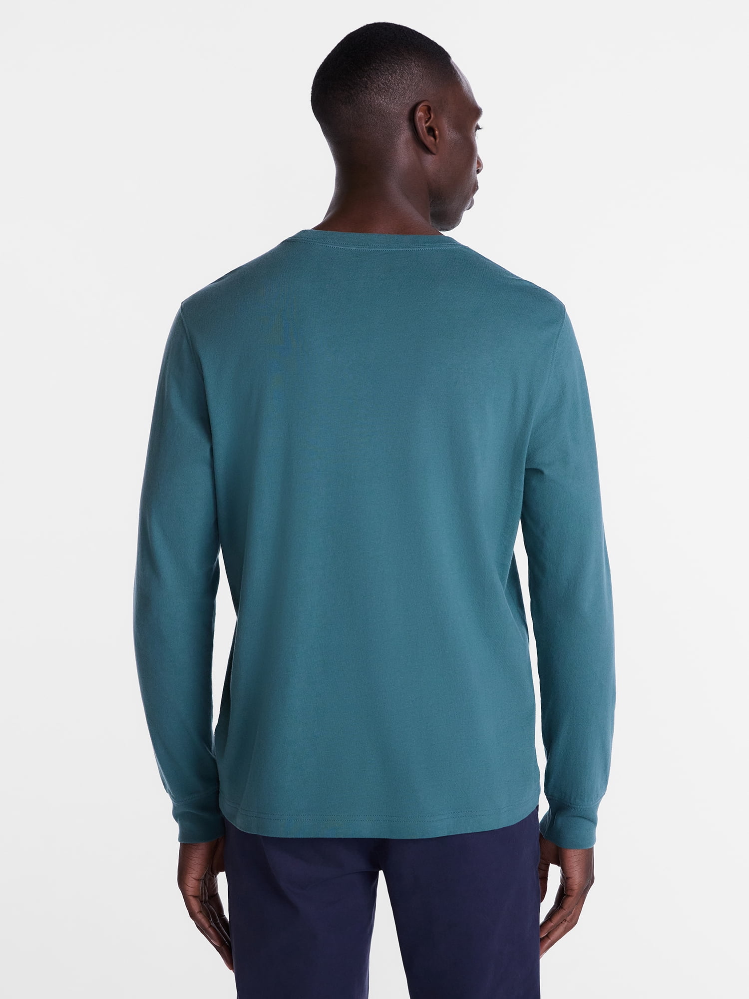 George Men's and Big Men's Cotton Crewneck Tee with Long Sleeves, Sizes XS-3XL