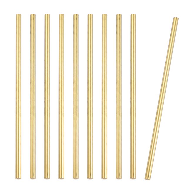 Uxcell 10 Pcs Round Brass Rods, 4mm Dia. 12cm / 4.72 Inch Length H59 Brass Bar Solid Metal Rods for DIY Crafting Jewelry Plating Repairing Science Class, Brassy