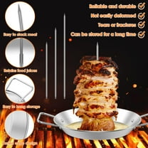 Al Pastor Skewer for Grill, Stainless Steel Vertical Skewer, Brazilian Vertical Spit Stand with 3 Removable Spikes(8”/10"/12”)& Brushes, for Tacos Al Pastor, Shawarma Kebabs Smoker Oven BBQ Dishes