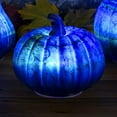 thumbnail image 4 of Blue Pumpkin Ornament-Halloween Decorations-Starry Night Pumpkins Timer Controlled Sparkling Starry Night Light Battery Operated Flicker Warm White Leds Halloween Decor, 4 of 9