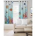 thumbnail image 2 of Turquoise Ocean Life Blackout Curtains for Bedroom Living Room Darkening Curtains 54 Inch Long Summer Coastal Coral Fishes Short Curtain for Small Window Treatment Insulated Grommet Drapes 52"x54"x2, 2 of 9