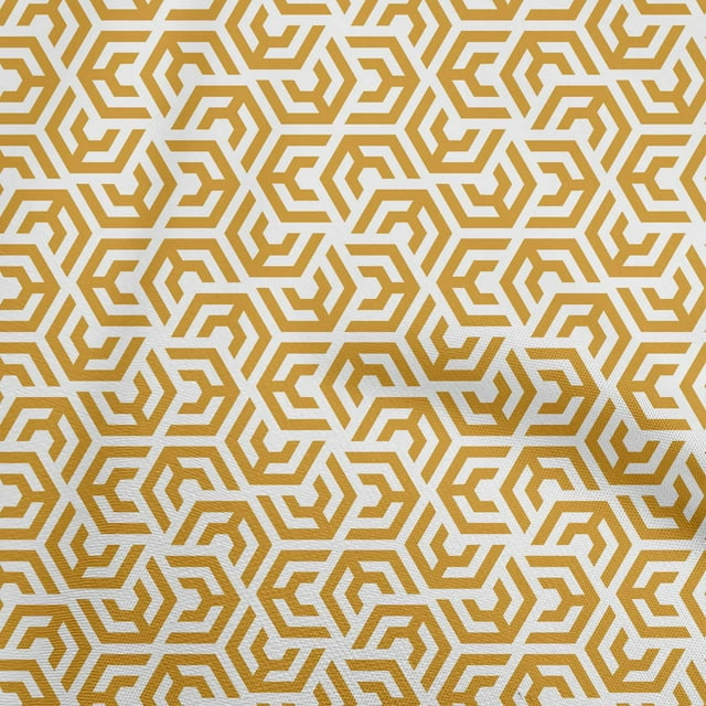 oneOone Cotton Poplin Mustard Yellow Fabric Geometric Craft Projects Decor Fabric Printed By The Yard 42 Inch Wide