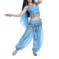 thumbnail image 2 of BellyLady Belly Dance Hip Scarf 158 Gold Coins Dance Skirt-Lake Blue, 2 of 6