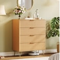 thumbnail image 4 of CazToi 32" Modern Fluted Dresser with 4 Drawers Narrow Wooden Chest Bedroom Closet Storage Organizer & TV Stand, 4 of 9