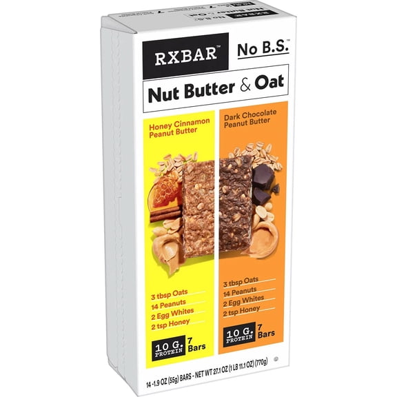 RxBar Nut Butter & Oat Bar Variety Pack, 1.9 Ounce (Pack of 14)