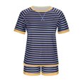 thumbnail image 4 of Pajama Set for Women Short Sleeve Pjs Sets Crewneck Striped Tops and Drawstring Shorts 2 Piece Lounge Sets with Pockets, 4 of 6