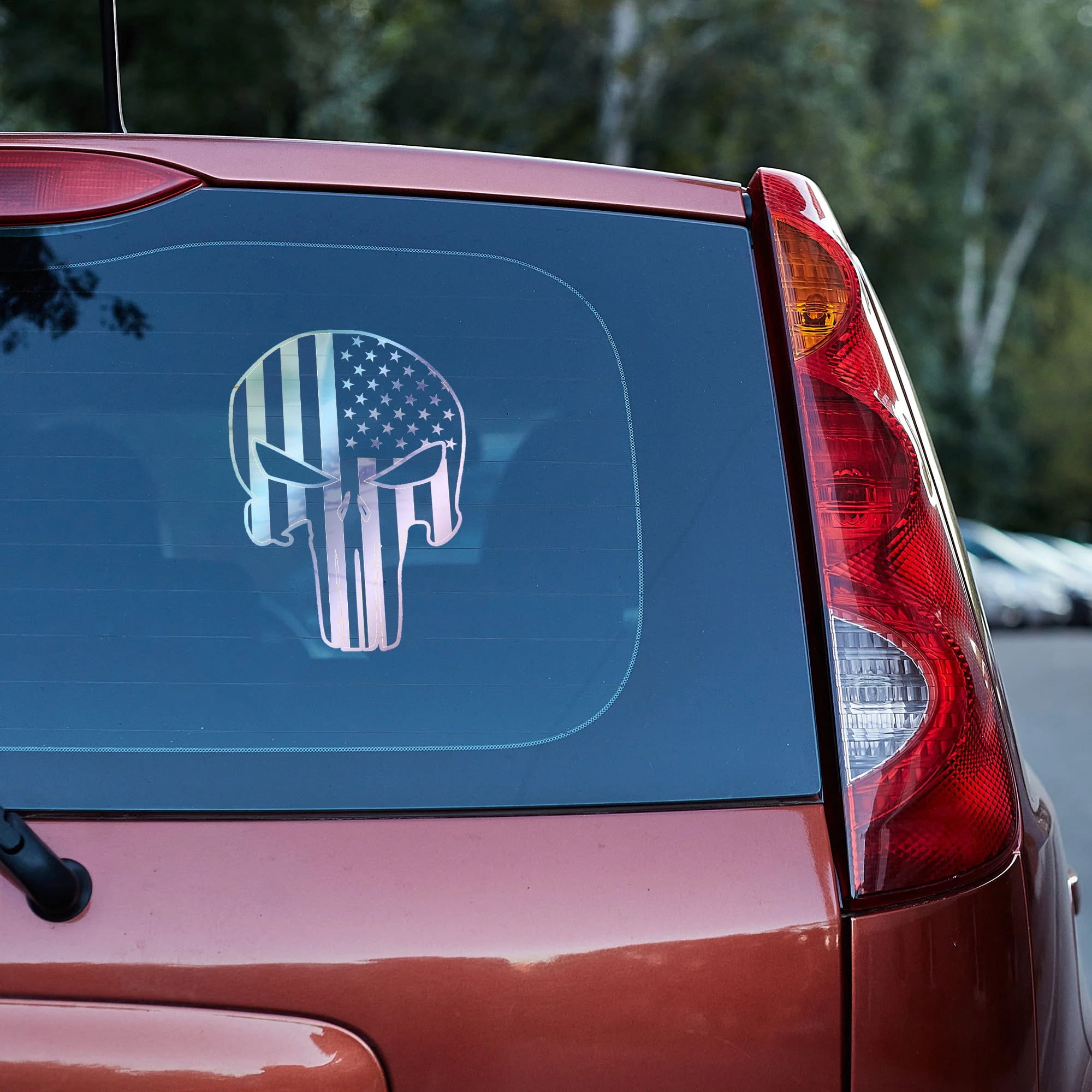 US Flag Skull - Vinyl decal car truck van SUV window decal sticker funny,garage, toolbox,tailgate