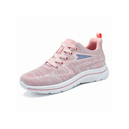 

Tenmix Unisex Lightweight Running Shoes Hiking Athletic Lace Up Sneakers Gym Comfort Walking Shoe Pink 7.5