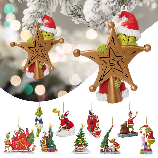 Decoración colgante navideña, monstruos verdes acrílicos, bonitos para fiestas en casa