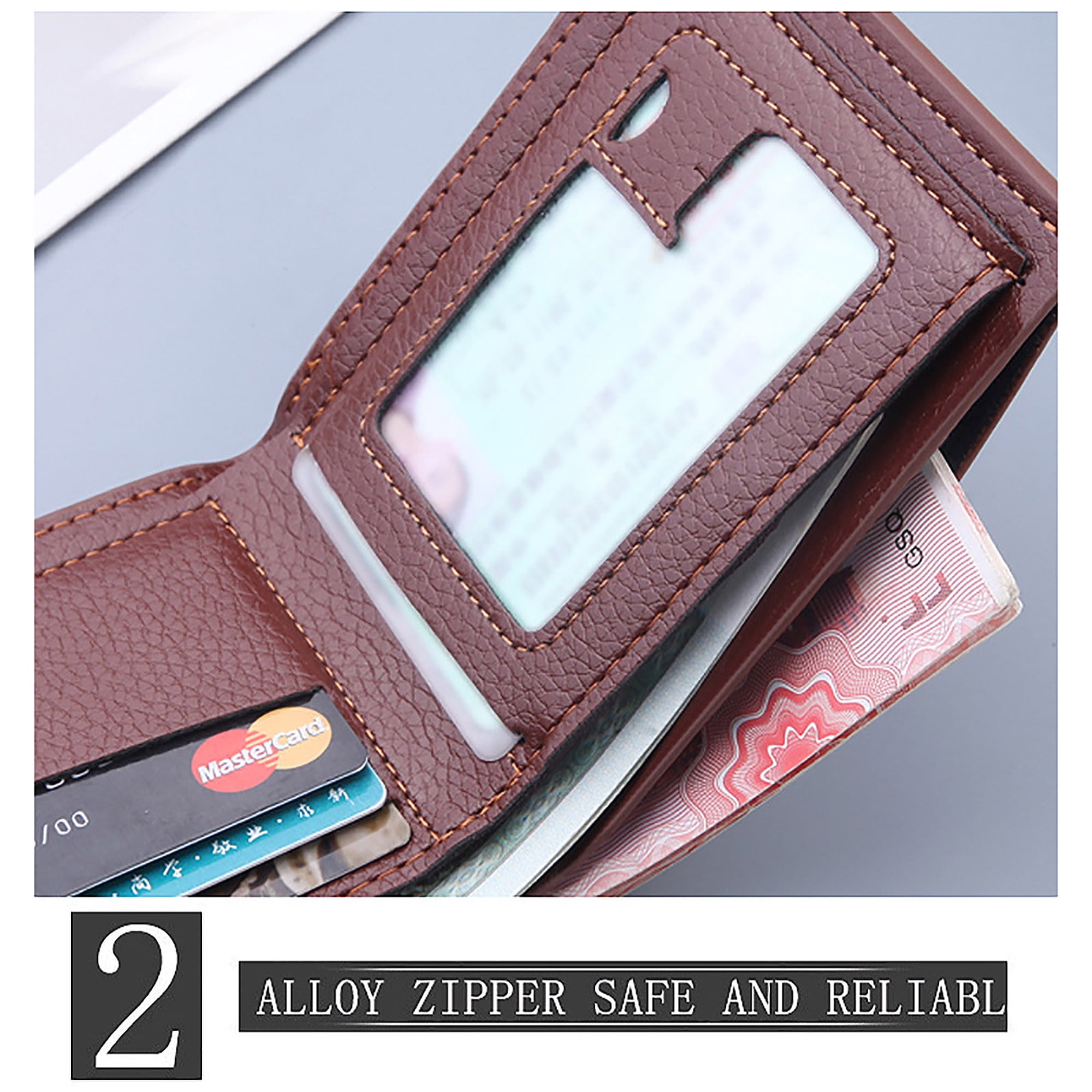 Porte-cartes Vertical Compact Pour Homme - En Simili Cuir, Plusieurs Emplacements