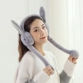 thumbnail image 2 of Winter Earmuff Rabbit Ear Solid Color Moving Bunny Ear Warmer Ear Muff for Ski, 2 of 6
