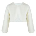 thumbnail image 3 of Fewfanhot Fuzzy Faux Fur Long Sleeve Bolero Shrug, Single Button Cropped Dress Cover Up Jacket for Girls Gifts, 3 of 5