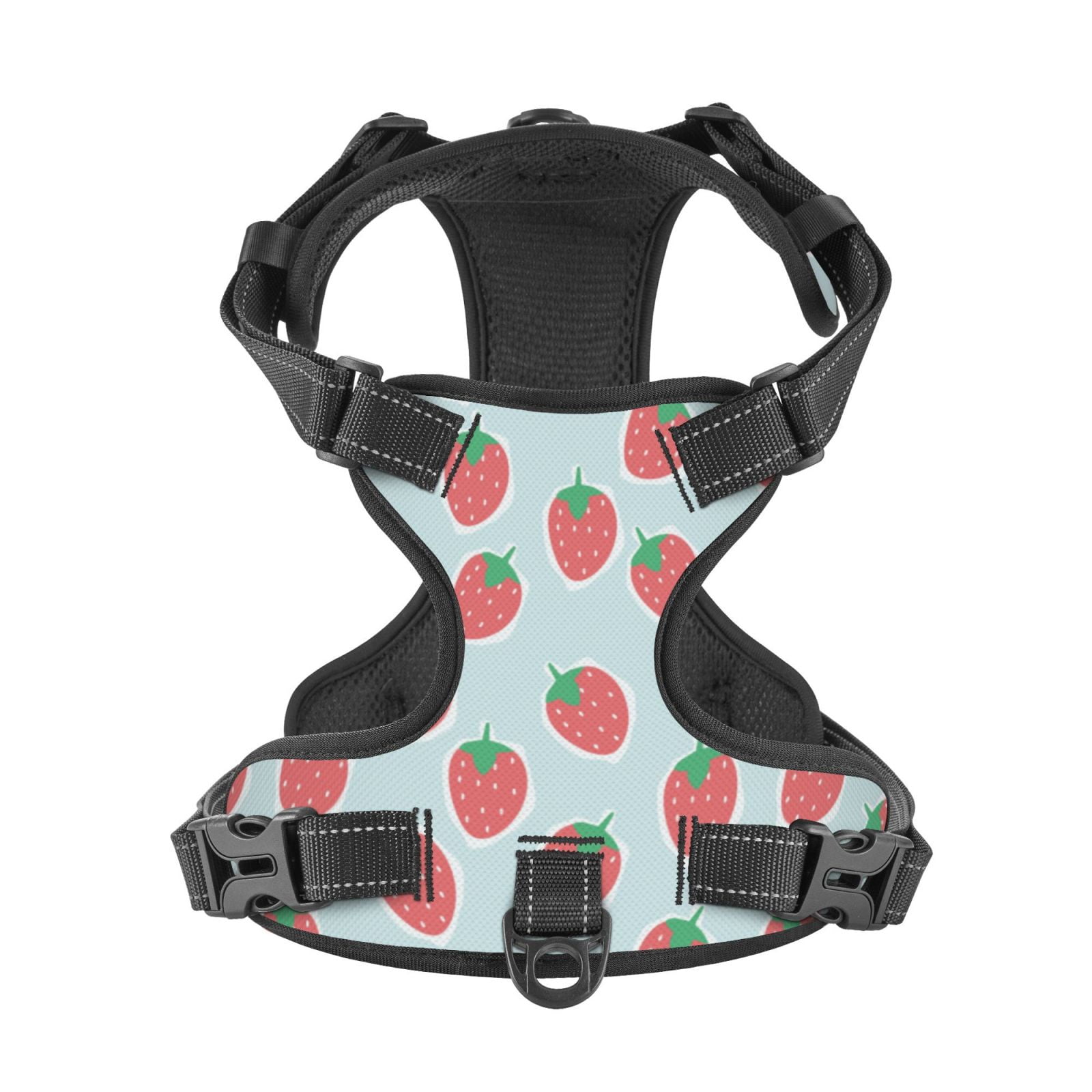 Kdxio Hand Drawn Strawberry Print No Pull Dog Harness Adjustable Reflective Oxford Easy Control Medium Large Dog Harness for Training and Everyday-Large