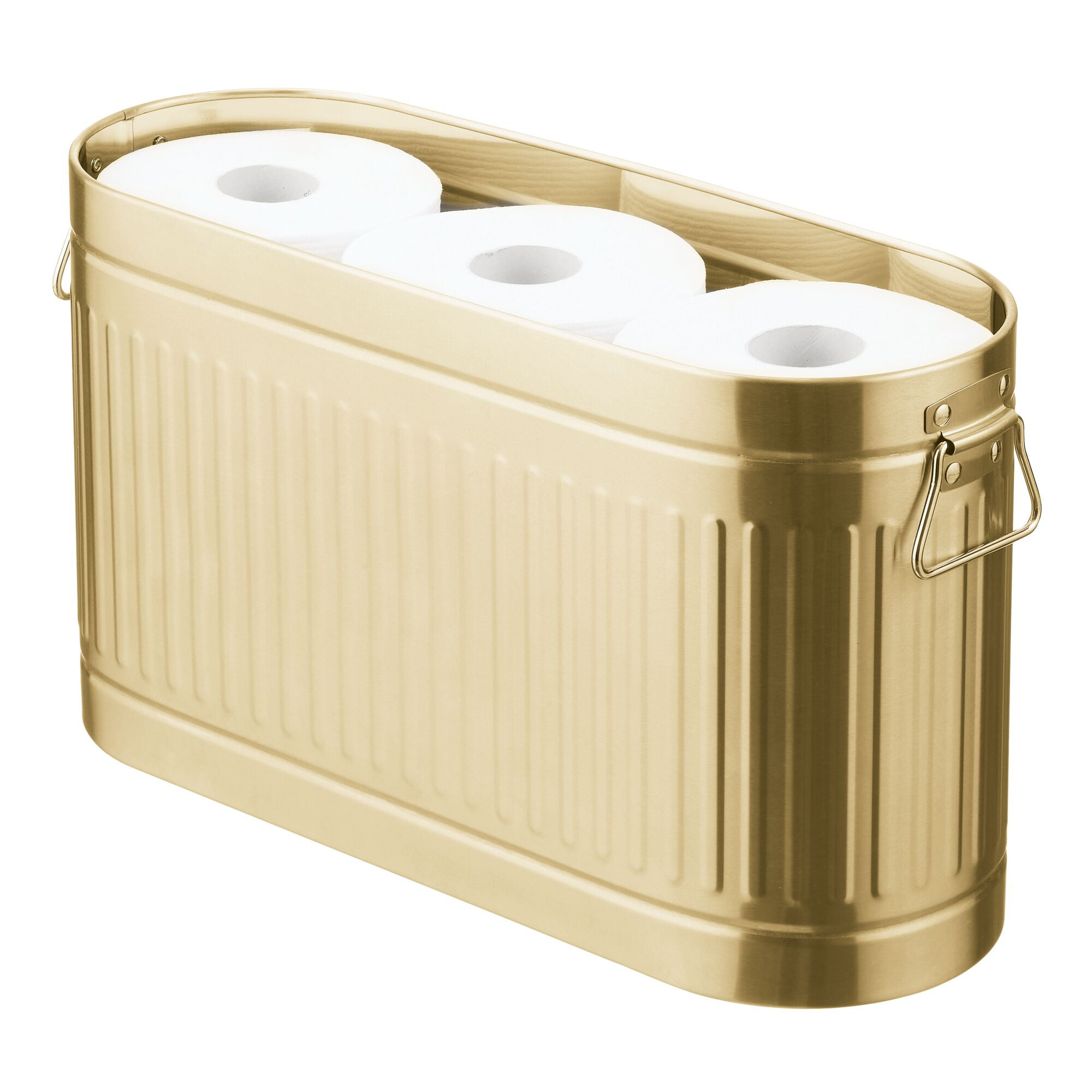 Holds Mega Rolls Container for Bathroom/Powder Rooms Bronze mDesign Retro Vintage Farmhouse Decorative Metal Toilet Paper Holder Stand with Large Capacity Storage for 6 Rolls of Toilet Tissue