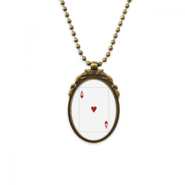 Collar Colgante Vintage de bronce antiguo Corazón de un patrón de juego de cartas 50 cm Unbranded