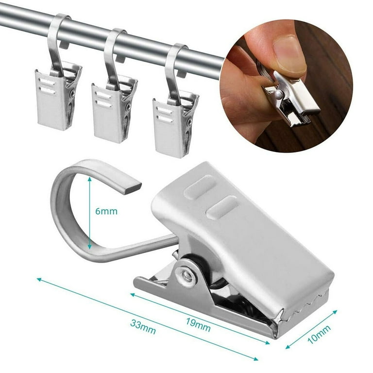 JINGT 50pcs Stainless Steel Curtain Clips with Clip Hooks Curtain