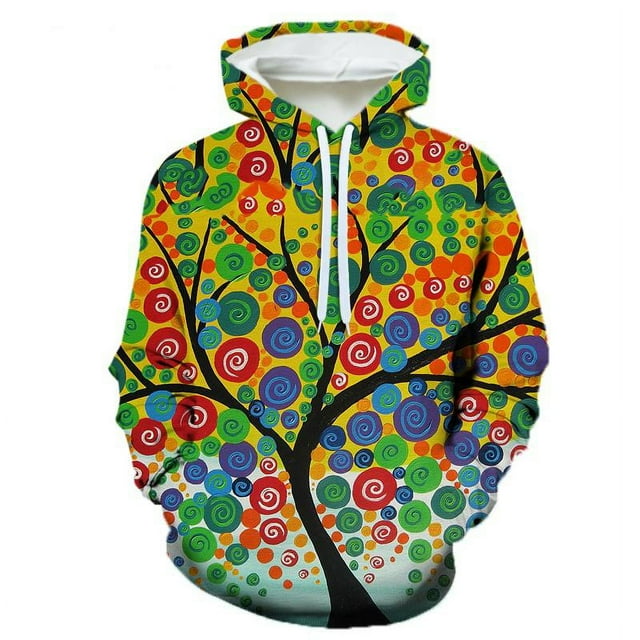 Spring Autumn Creative Psychedelic Tree Pattern Hoodies For Men 3D Printing Casual Pullovers Sweatshirt Streetwear Tops Hoodie-PZM12800 M