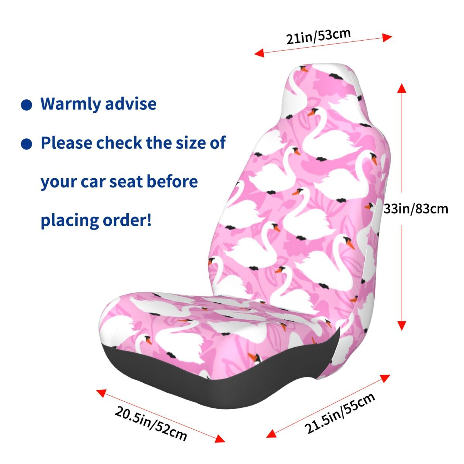 Naloa Beautiful Swans Car Seat Covers Universal Front Seat Coves for Car Accessories ,Padded Car Covers for Automotive, SUV, Truck, and Van