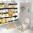 thumbnail image 1 of 4Pcs Thanksgiving Fall Pumpkin Shower Curtain Sets, Bathroom Set with Shower Curtain / Toilet Lid Rug / Contour Mat / Bath Mat, Waterproof Shower Curtain with 12 Hooks 71 x 71 Inch, 1 of 5