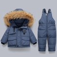 thumbnail image 2 of GiLiling Baby Snowsuit Set - Hooded Puffer Jacket and Snow Bib Pants, 2 Piece Winter Outfit for Boys and Girls (Blue, 12-18 Months), 2 of 8