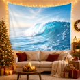 thumbnail image 3 of Curling Turquoise Wave Under Wispy Clouds, Energetic Coastal Style for Ocean Lovers, Surf Wall Decor, Housewarming Gift, Tapestry Wall Hanging for Bedroom and Living Room, 3 of 7