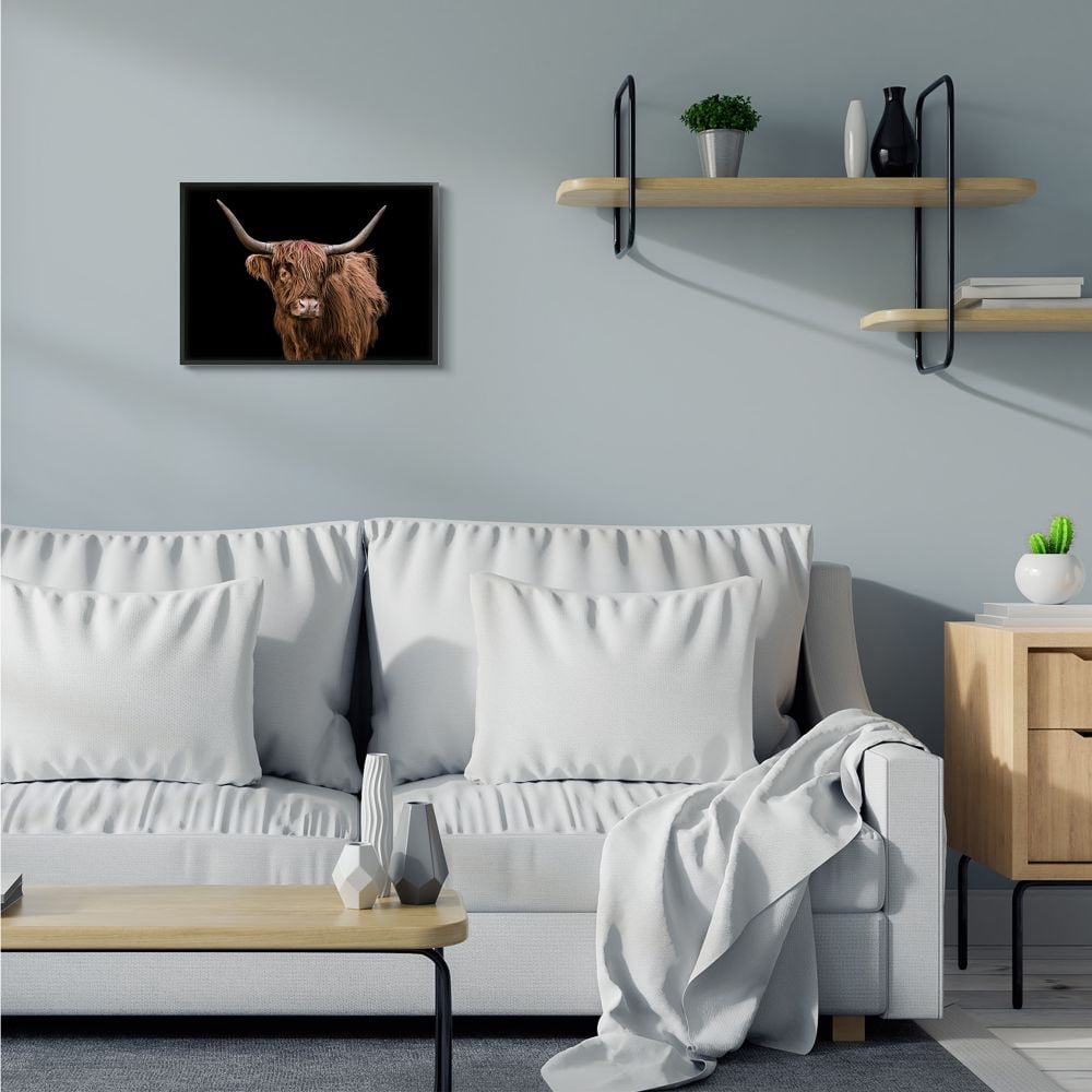 Stupell Industries Minimal Portrait of Countryside Cattle Animal Designed by Third and Wall
