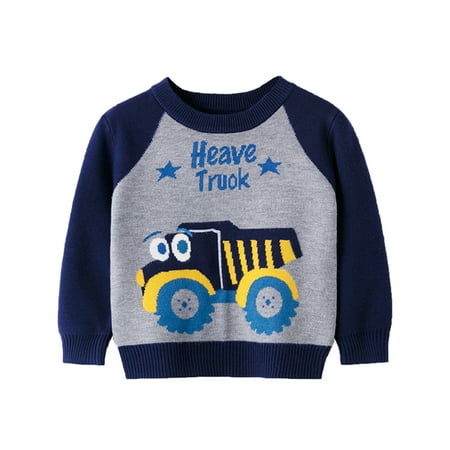 

fnhpitd Toddler Boys Girls Patchwork Colour Cartoon Car Print Sweater Long Sleeve Warm Knitted Pullover Knitwear Tops Sweater Sweater for Boy Dog Girls Size 12 Hoodies