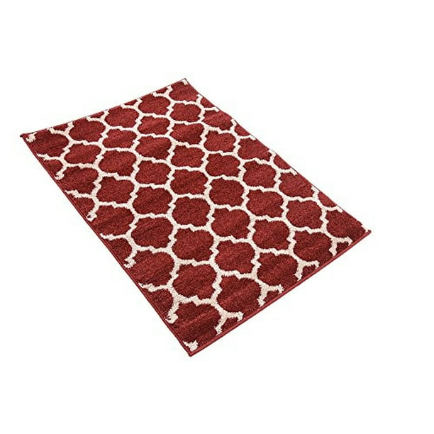 Colección de trellis de Loom única inspirada con la alfombra del área de diseño de celosía, 2 pies 2 pulgadas de 3 pies, rojo/beige Unique Loom Ver descripción