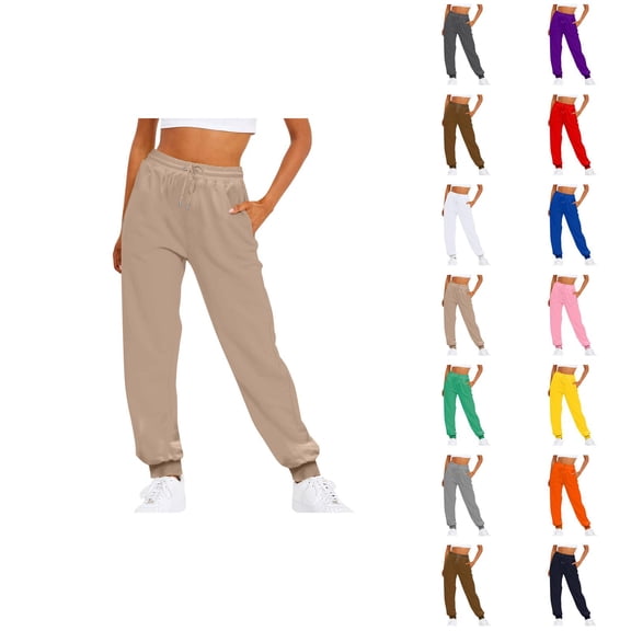 Joggers for Women Fall Winter Lined Elastic High Waist Straight Leg Jogger Sweatpants with Pockets Jogging Pants