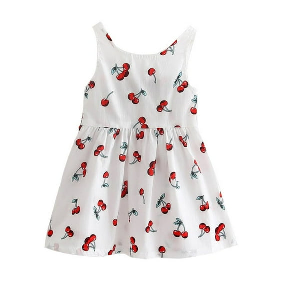 Summer Baby Girl Kids Sleeveless Printing Pattern Cotton Princess Tutu Dress, Wedding Christening Gown Dress