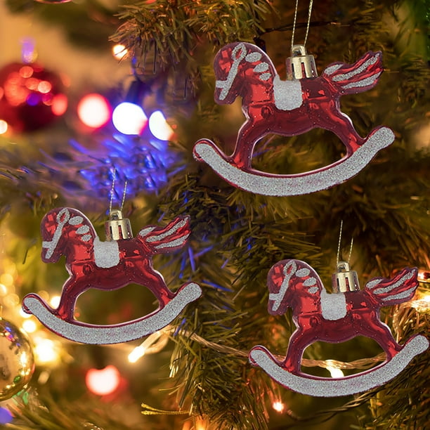 Adornos navideños, regalos navideños, 6 piezas de carrusel navideño colgante, material de decoración de bola navideña alienígena, colgante de caballo de Troya