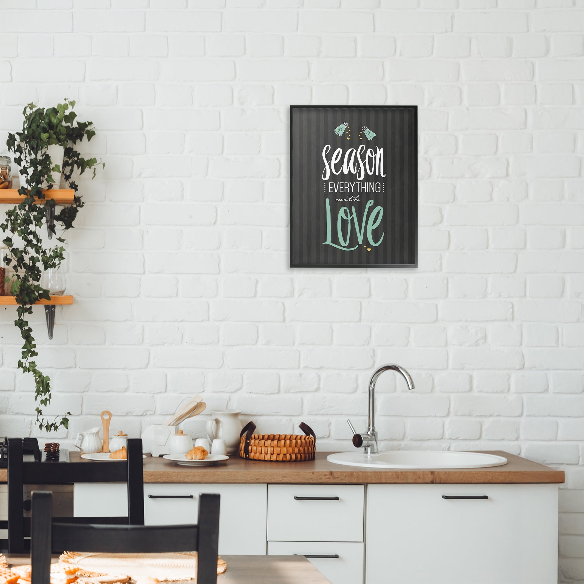 Season With Love Black & Green Black Framed Giclee Art, design by Lettered and Lined