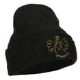 thumbnail image 4 of Glitter Angel Embroidered Long Knitted Beanie - Heather Charcoal OSFM, 4 of 5
