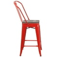 Flash Furniture Lily 24" High Red Metal Counter Height Stool with Back