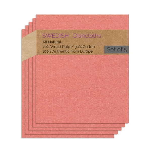 Swedish Dishcloth 5 PK (Salmon Color) Paper Towel Alternative