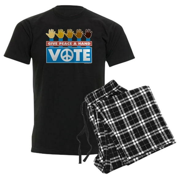 CafePress - Vote Peace Men's Dark Pajamas - Men's Dark Loose Fit Cotton Pajama Set