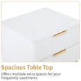 thumbnail image 3 of Hassch 2-Drawer Bedside Cabinet with Unique Wavy Front Design, Modern Fluted Nightstand w/ Lower Open Shelf, Space-Saving for Bedroom, White, 3 of 10