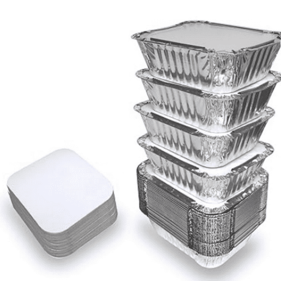 55 pack small aluminum pans with lids, foil to go containers, 1lb mini heat proof freezer safe trays, perfect for meal prep takeout catering, silver