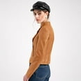 thumbnail image 5 of SUSIELADY Women Casual PU Leather Jacket Tops Long Sleeve Trucker Coat Outerwear Girls Fashion Slim Outercoat, Brown, 5 of 6