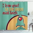 thumbnail image 1 of Ambesonne I Love You Shower Curtain, Moon and Back Rocket, 69"Wx84"L, Turquoise Mustard and Red, 1 of 3