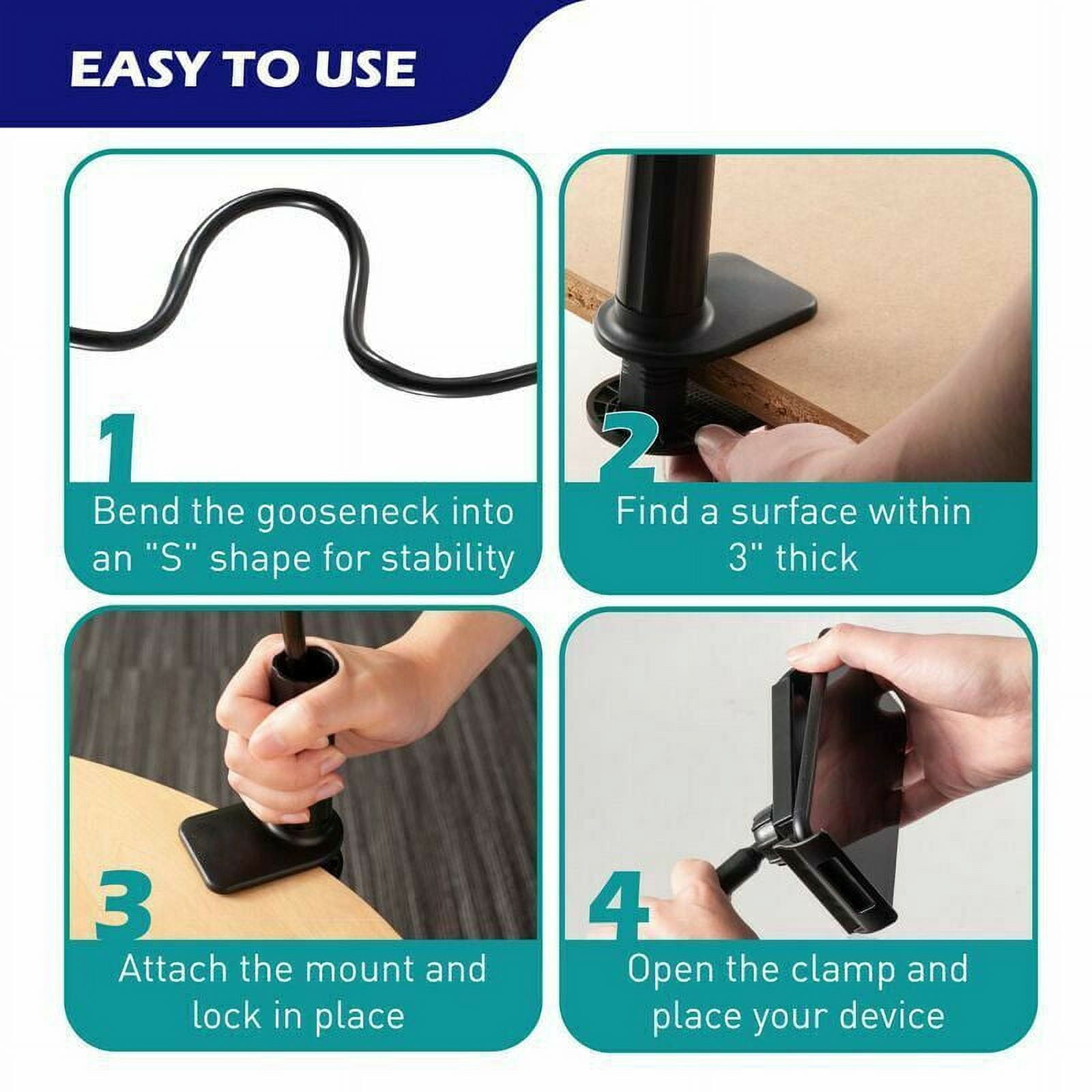 Gooseneck Bed Phone Holder Long Arm Phone Mount for Desk, Clip Bracket Clamp Stand for 4.0-6.5'' Mobile Cell Phone Stand By PULMCheerger