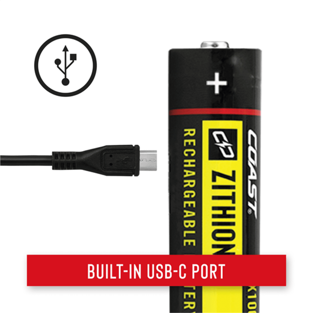 COAST Products ZX1000 Zithion-X Rechargeable Cathode/Anode USB-C