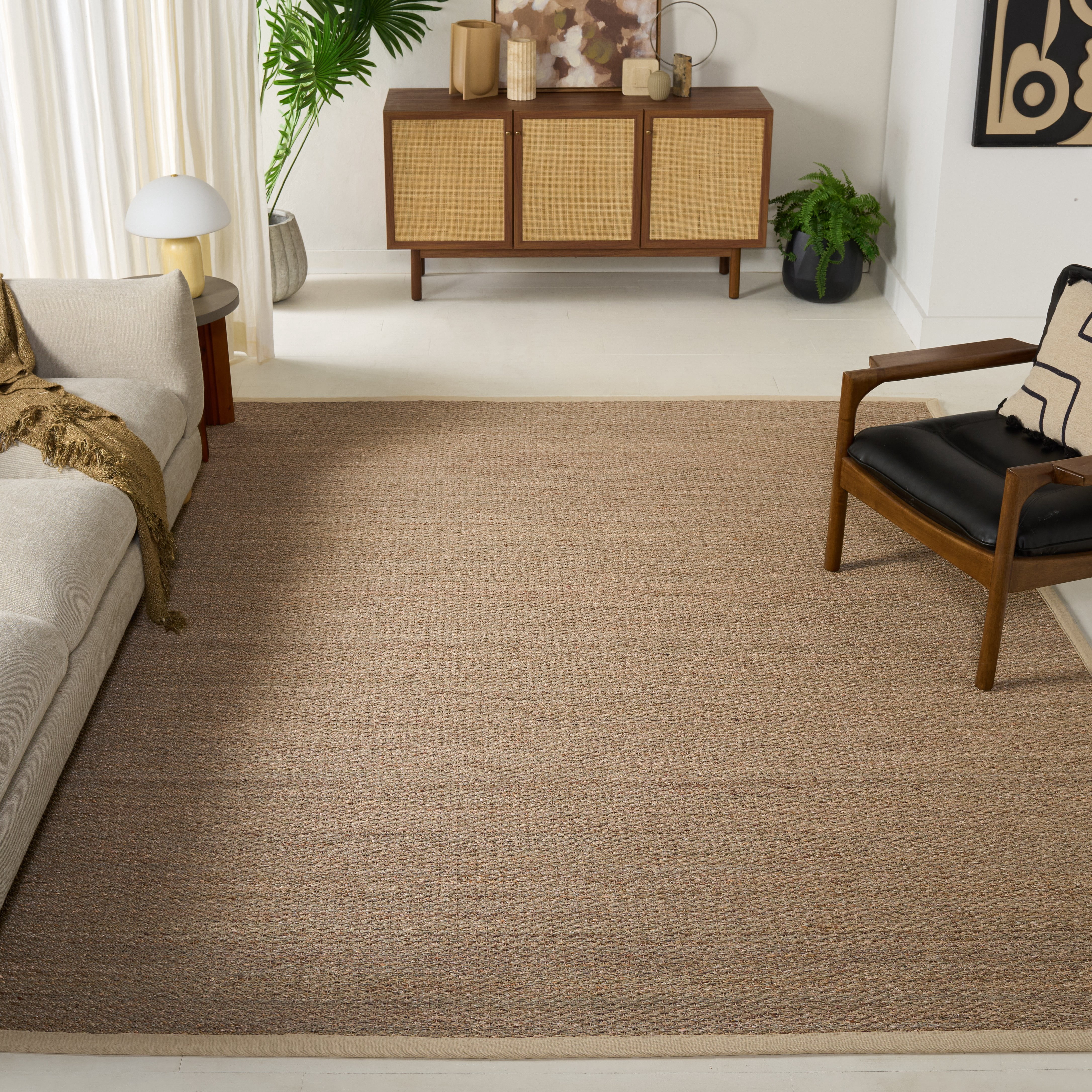 Safavieh Natural Fiber Maksim Border Area Rug, Natural/Ivory, 10' x 14'