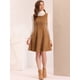thumbnail image 4 of Vestido de Gamuza Sintética Allegra K sin Mangas Cuello Redondo Línea A Marrón XS, 4 of 6
