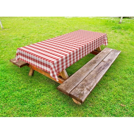 

Checkered Outdoor Tablecloth Horizontally Striped Design Gingham Inspired Old Fashioned Traditional Print Decorative Washable Fabric Picnic Table Cloth 58 X 84 Inches Coral White by Ambesonne